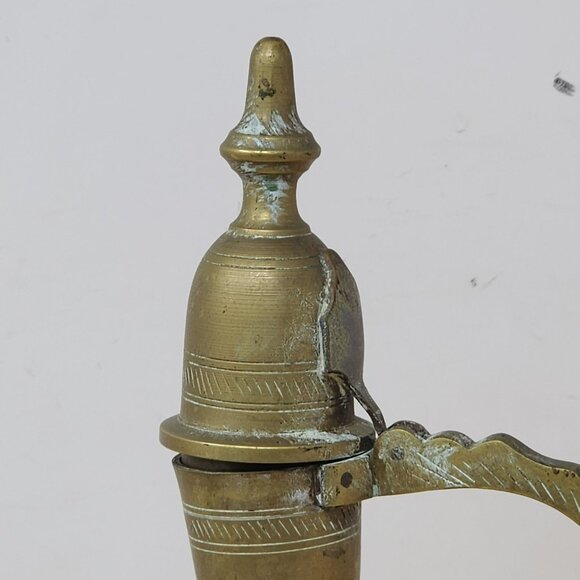 Vintage Brass Middle Eastern Dallah Coffee Pot Large Handcrafted Engravings - Picture 11 of 14